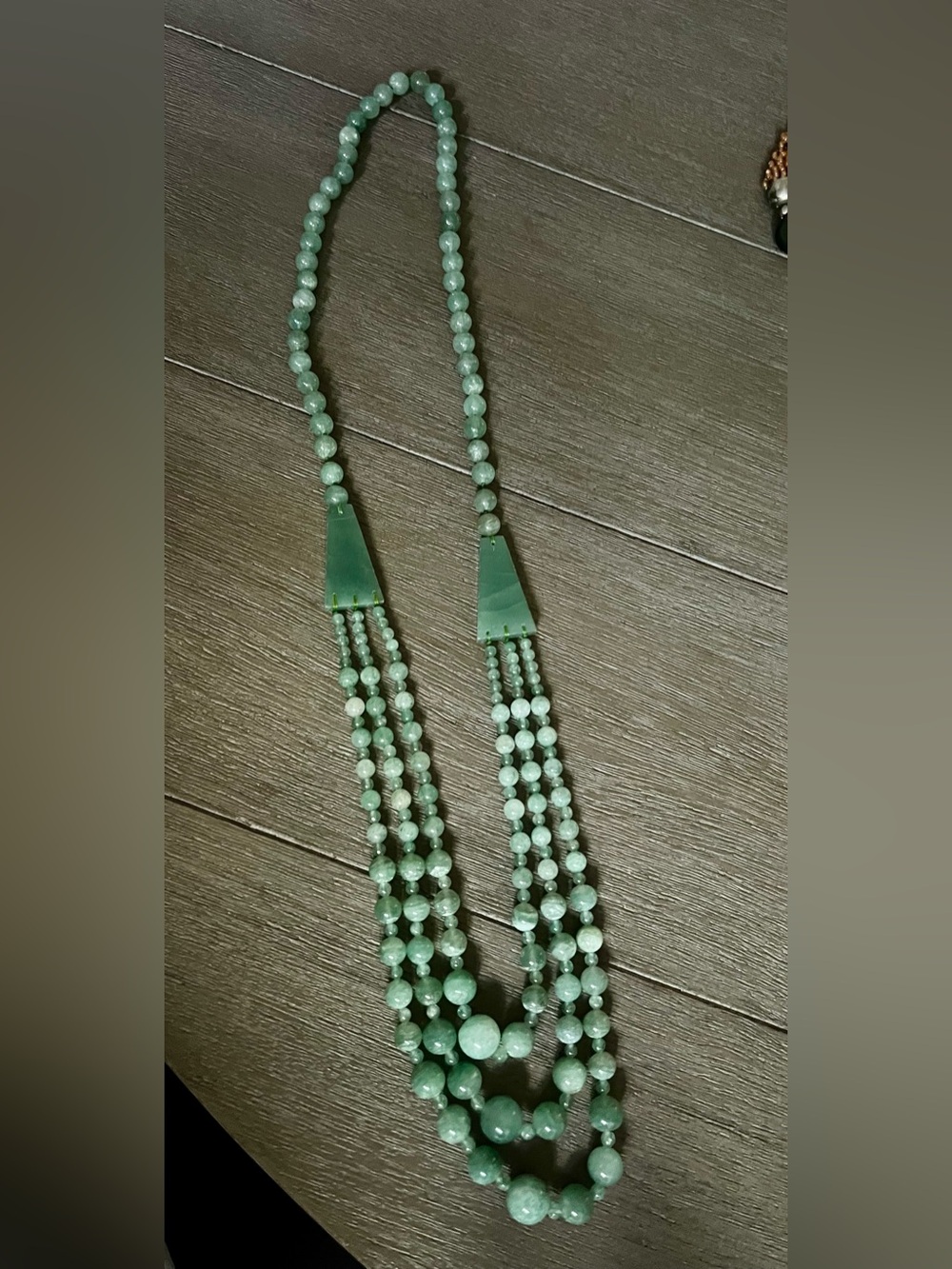 Multi-Strand Green Bead Necklace, vintage genuine Aventurine Beads necklace.